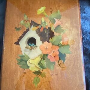 Floral Birdhouse Art on Wood